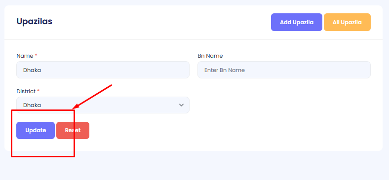 Update Upazila Form